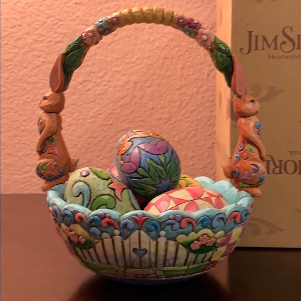 Jim Shore Hunting For Eggs, Finding Joy basket